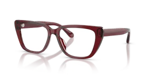 แว่นสายตา Emporio Armani EA3256U-6254 มุมเฉียงอะซิเตทบอร์โดโปร่งใสประกายทรงตาแมว มีไซซ์ 52 และ 54