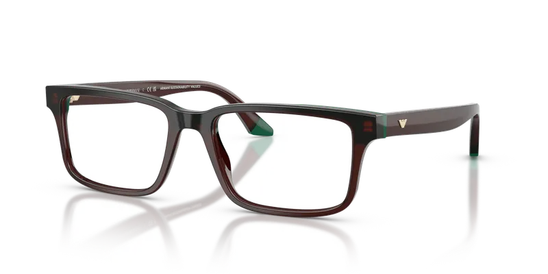 แว่นสายตา Emporio Armani EA3269F-6315 มุมเฉียง กรอบอะซิเตทสีน้ำตาลโอปอลเขียวขัดเงาทรงสี่เหลี่ยม สำหรับผู้ชาย