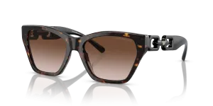 แว่นกันแดด Emporio Armani EA4203U-502613 มุมเฉียง กรอบตาแมวสีฮาวานาประกาย เลนส์น้ำตาลไล่ระดับ สำหรับผู้หญิง