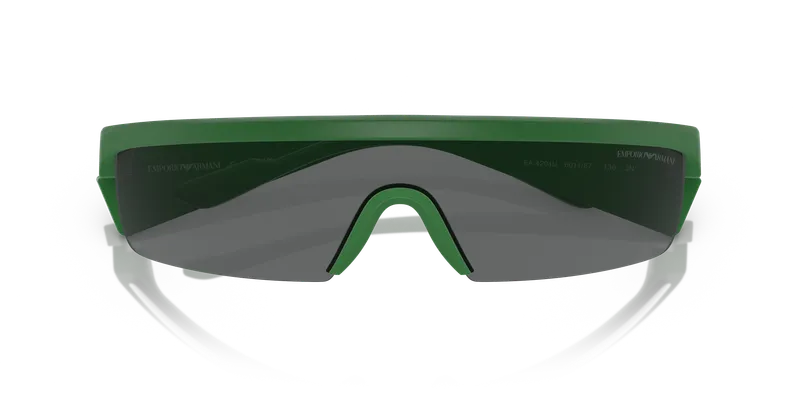 แว่นกันแดด Emporio Armani EA4204U-601187 ระยะใกล้หน้าเขียวด้านกับเลนส์ชิ้นเดียวเทาเข้ม