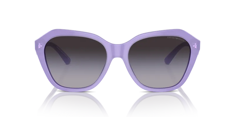 แว่นกันแดด Emporio Armani EA4221F-61178G ด้านหน้าเรขาคณิตม่วงโอปอลประกายกับเลนส์เทาไล่ระดับ