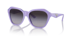 แว่นกันแดด Emporio Armani EA4221F-61178G มุมเฉียงอะซิเตทม่วงโอปอลทรงเรขาคณิต เลนส์เทาไล่ระดับ ไซซ์ 56