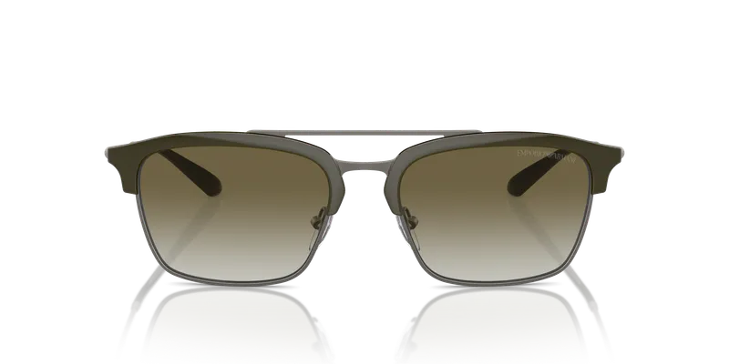แว่นกันแดด Emporio Armani EA4228-30038E ด้านหน้านักบินเขียวประกายกับกันเมทัลด้านเลนส์เขียวไล่ระดับ