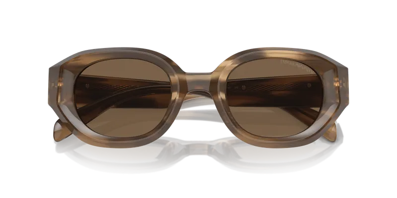 แว่นกันแดด Emporio Armani EA4230U-614973 รายละเอียดผิวขัดเงาบนกรอบลายแถบน้ำตาล