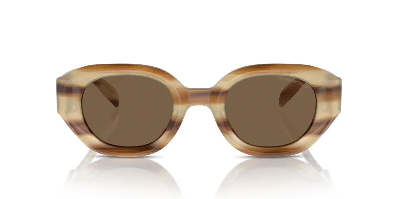 แว่นกันแดด Emporio Armani EA4230U-615073 ด้านหน้า สีเบจลายแถบกับเลนส์น้ำตาลเข้ม