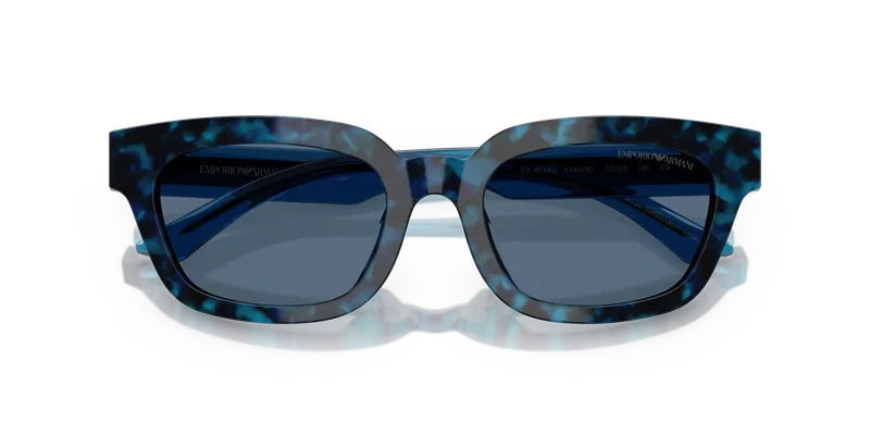 แว่นกันแดด Emporio Armani EA4233U-618080 รายละเอียดลายฮาวานาสีน้ำเงินที่หน้าแว่น