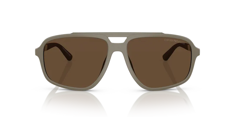 แว่นกันแดด Emporio Armani EA4236U-543773 มุมหน้า เบจด้านและเลนส์น้ำตาลเข้ม