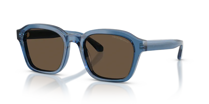 แว่นกันแดด Emporio Armani EA4245U-624787 Shiny Transparent Blue Brown Emporio Armani EA4245U-624787 แว่นกันแดดผู้ชาย น้ำเงินโปร่งใสประกาย มุมเฉียง