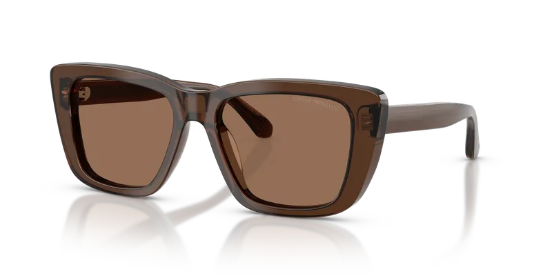 แว่นกันแดด Emporio Armani EA4246U-625173 Shiny Transparent Brown Dark Brown Emporio Armani EA4246U-625173 แว่นกันแดดผู้หญิง น้ำตาลโปร่งใสประกาย มุมเฉียง
