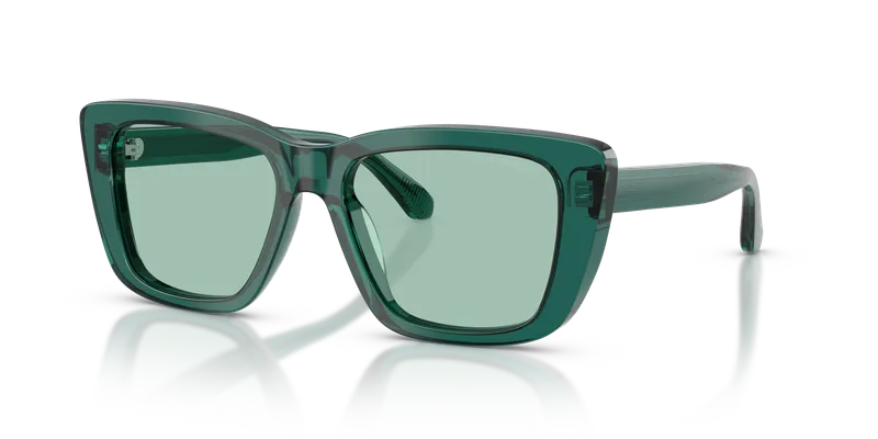 แว่นกันแดด Emporio Armani EA4246U-6252/2 Shiny Transparent Green Green Emporio Armani EA4246U-6252/2 แว่นกันแดดผู้หญิง สีเขียวใสมันเงา มุมเฉียง