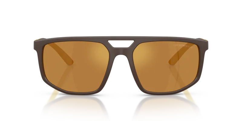 แว่นกันแดด Emporio Armani EA4248U-62586H มุมหน้า น้ำตาลด้านกับเลนส์น้ำตาลปรอทอมทอง