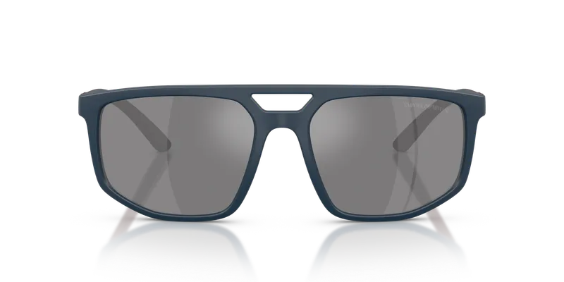 แว่นกันแดด Emporio Armani EA4248U-62606G ด้านหน้า น้ำเงินด้านกับเลนส์เทาเข้มปรอทอมเงิน
