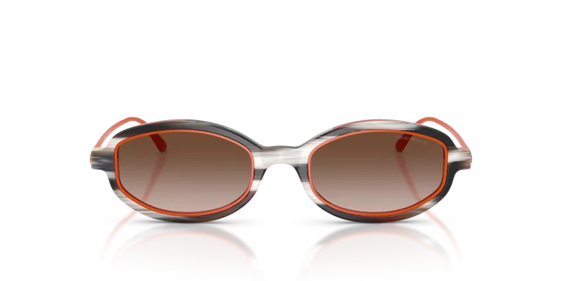 แว่นกันแดด Emporio Armani EA4276U-642613 ด้านหน้า กรอบอะซิเตทสีเบจลายทางผิวขัดเงา