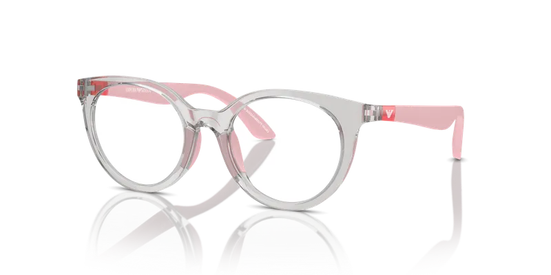 Emporio Armani EK3007F-6142 แว่นสายตาเด็ก เทาโปร่งใสประกาย มุมเฉียง