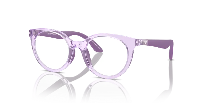 Emporio Armani EK3007F-6143 แว่นสายตาเด็ก ม่วงโปร่งใสประกาย มุมเฉียง