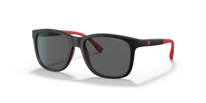 แว่นกันแดดเด็ก Emporio Armani EK4184F-500187 มุมเฉียง กรอบสีดำด้านทรงหมอน เลนส์เทาเข้ม สำหรับเด็ก