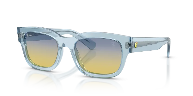 Rayban RB2228M-F708EI แว่นกันแดดสี่เหลี่ยมจัตุรัสฟ้าอ่อนโปร่งใส เลนส์ Gradient Yellow/Blue คอลเลกชัน Scuderia Ferrari สำหรับทั้งชายและหญิง