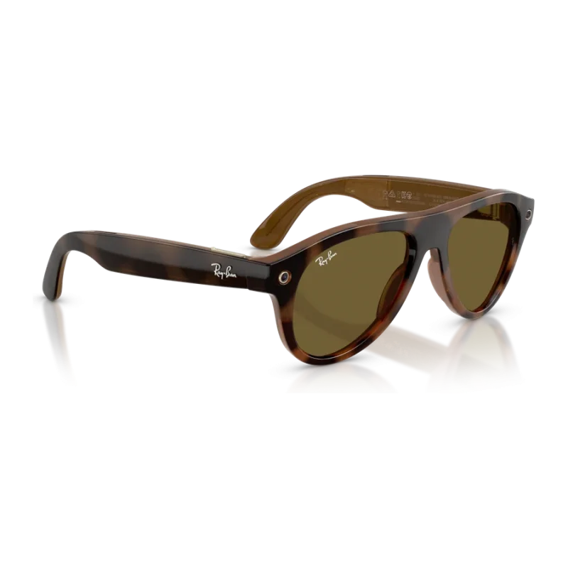 Rayban Meta Aviator Gen 3 สี Havana เลนส์ Brown มุมเฉียงขวา