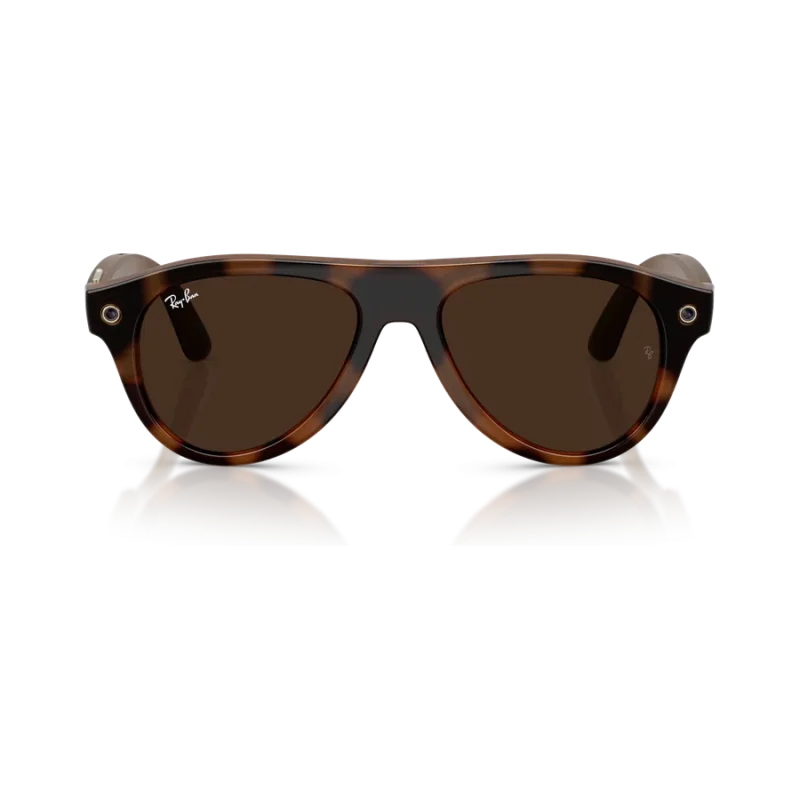 Rayban Meta Aviator Gen 3 สี Havana เลนส์ Transitions Gen S Brown มุมหน้า เลนส์เข้มเมื่อโดนแสง