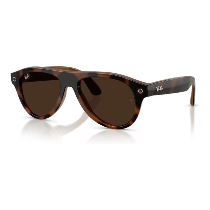 Rayban Meta Aviator Gen 3 สี Havana เลนส์ Transitions Gen S Brown มุมเฉียง เลนส์เข้มเมื่อโดนแสง
