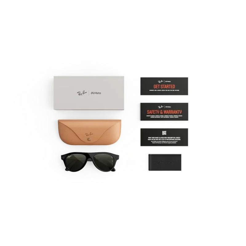 Rayban Meta Aviator Gen 3 สี Shiny Black เลนส์ Polarized Green อุปกรณ์ในกล่องพร้อมเคสชาร์จ