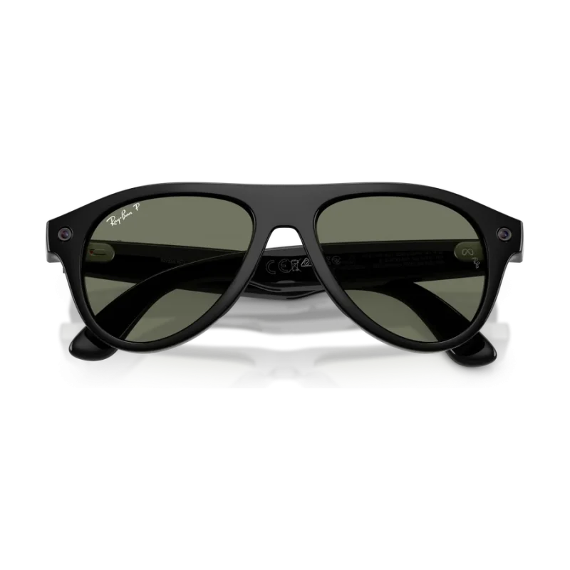 Rayban Meta Aviator Gen 3 สี Shiny Black เลนส์ Polarized Green พับขาแว่น