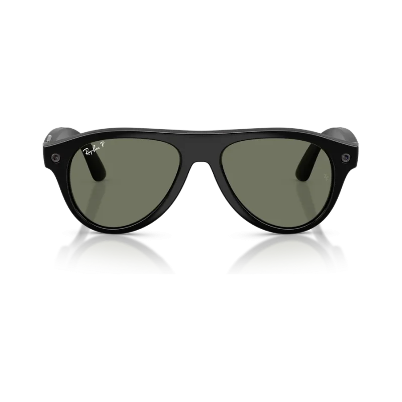 Rayban Meta Aviator Gen 3 สี Shiny Black เลนส์ Polarized Green มุมหน้า