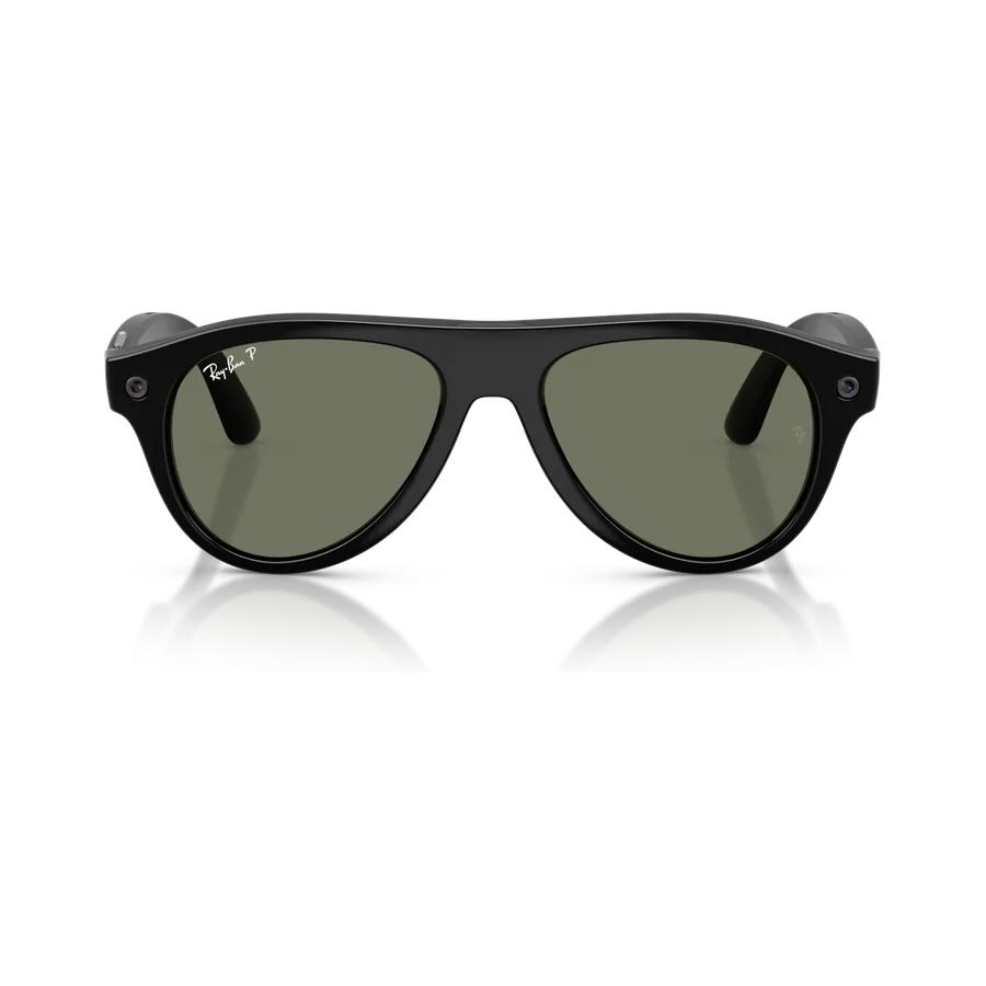 Rayban Meta Aviator Gen 3 สี Shiny Black เลนส์ Polarized Green มุมหน้า