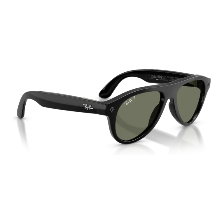 Rayban Meta Aviator Gen 3 Shiny Black Polarized Green
