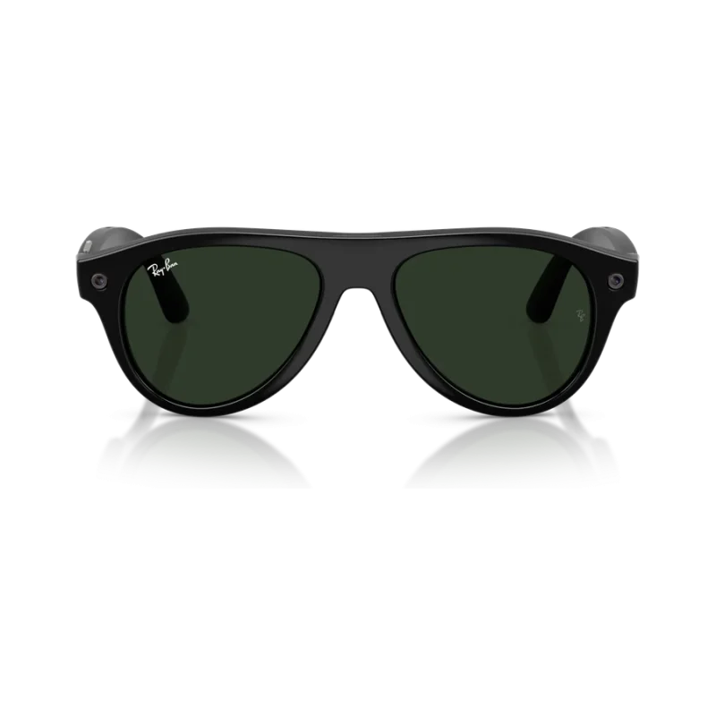 Rayban Meta Aviator Gen 3 สี Shiny Black เลนส์ Transitions Gen S Graphite Green มุมหน้า เลนส์เข้มเมื่อโดนแสง