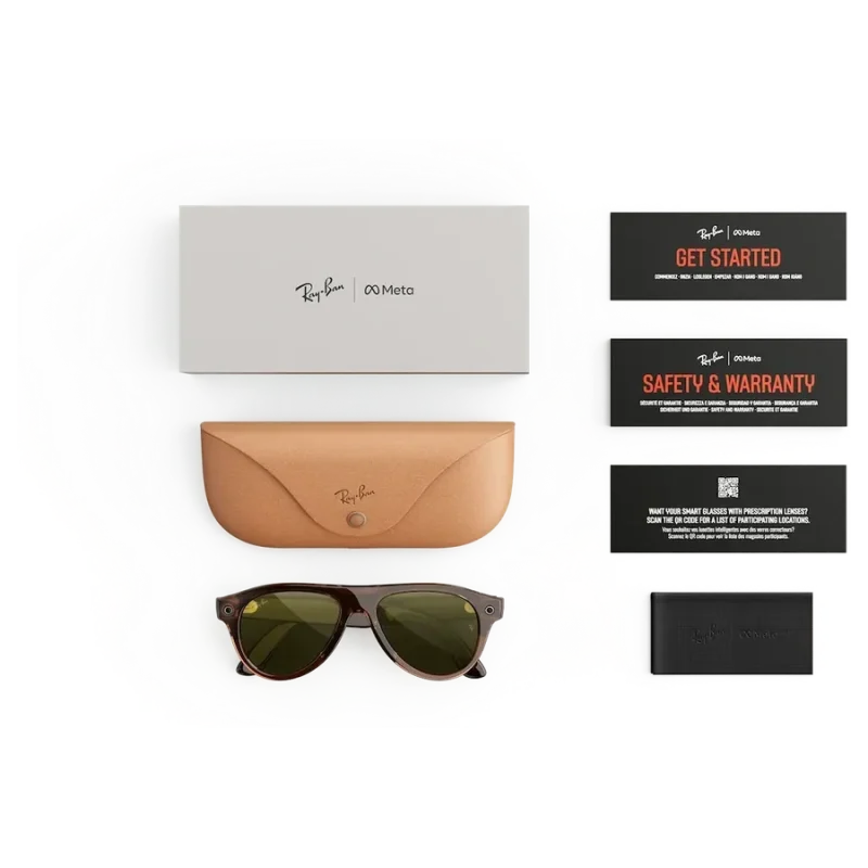 Rayban Meta Aviator Gen 3 สี Transparent Umber เลนส์ Transitions Jade อุปกรณ์ในกล่องพร้อมเคสชาร์จ