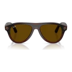 rayban-meta-aviator-gen-3-transparent-umber-transitions-jade-front-activated Rayban Meta Aviator Gen 3 สี Transparent Umber เลนส์ Transitions Jade มุมหน้า เลนส์ปรับเข้ม
