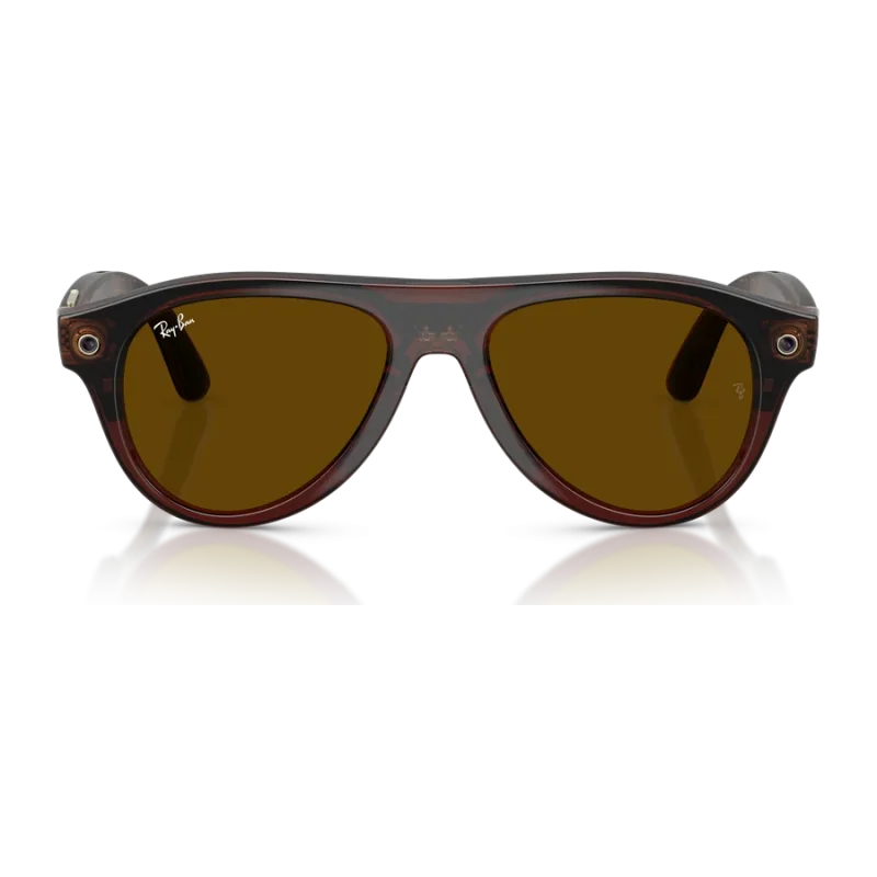Rayban Meta Aviator Gen 3 สี Transparent Umber เลนส์ Transitions Jade มุมหน้า เลนส์ปรับเข้ม