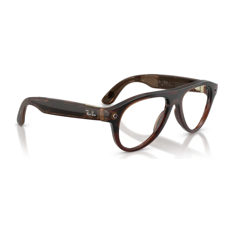 Rayban Meta Aviator Gen 3 สี Transparent Umber เลนส์ Transitions Jade มุมเฉียงขวา