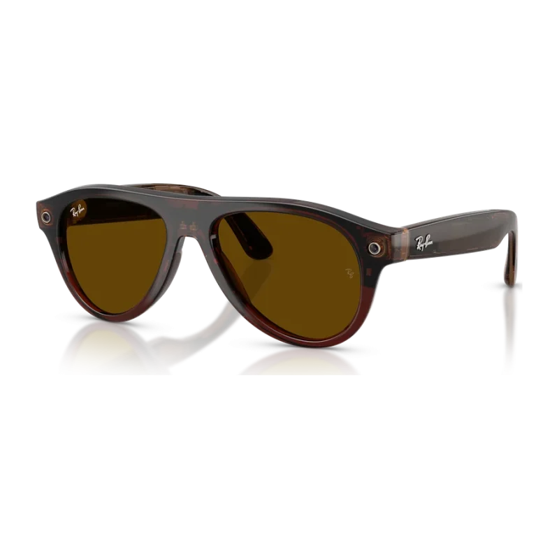 Rayban Meta Aviator Gen 3 สี Transparent Umber เลนส์ Transitions Jade มุมเฉียงขวา เลนส์ปรับเข้ม