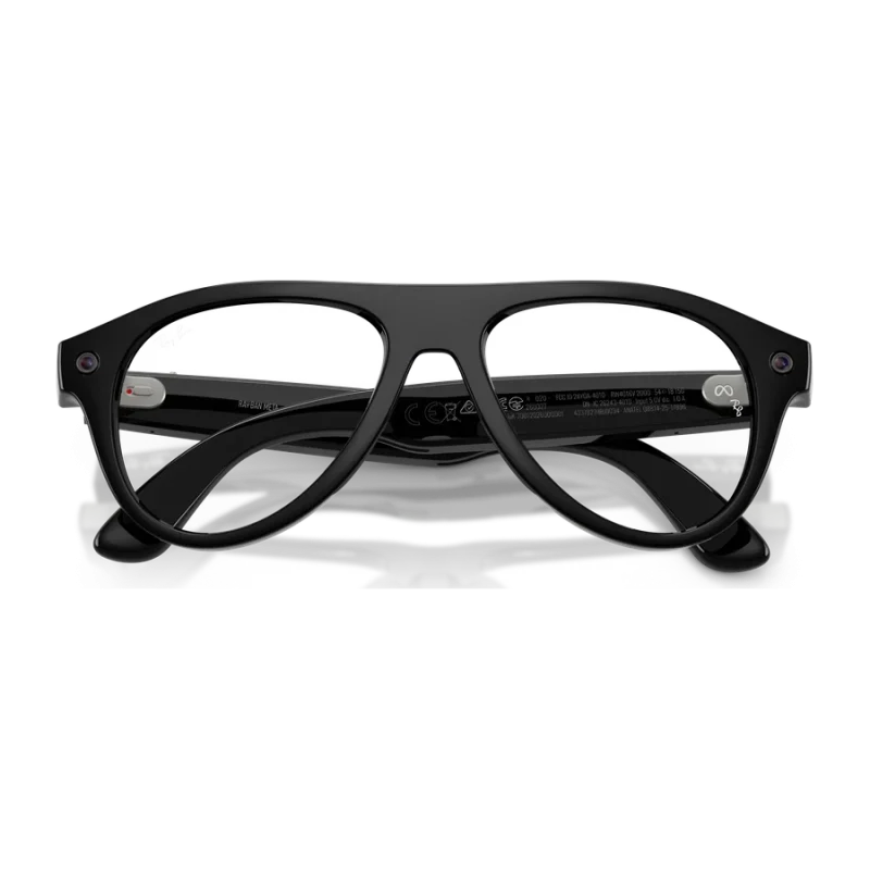 Rayban Meta Aviator Optics Gen 3 สี Shiny Black เลนส์ใส Demo Lens พับขาแว่น