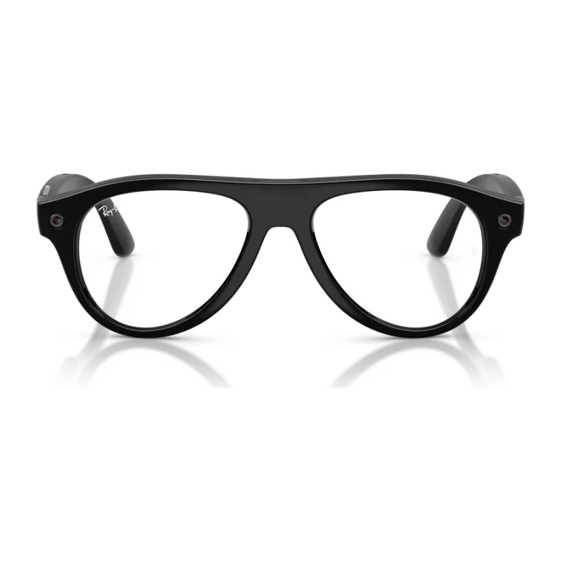 Rayban Meta Aviator Optics Gen 3 สี Shiny Black เลนส์ใส Demo Lens มุมหน้า