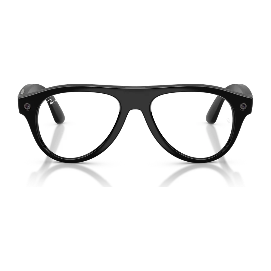 Rayban Meta Aviator Optics Gen 3 สี Shiny Black เลนส์ใส Demo Lens มุมหน้า