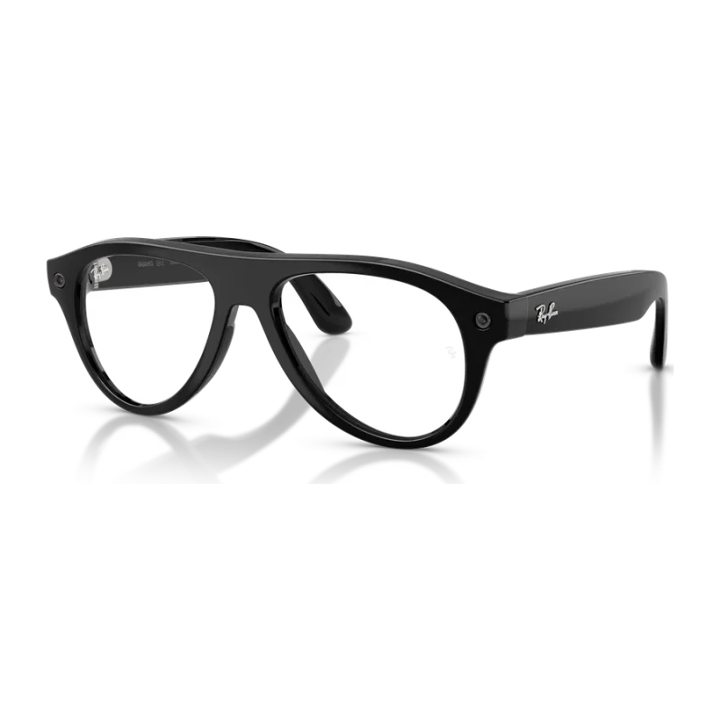 Rayban Meta Aviator Optics Gen 3 สี Shiny Black เลนส์ใส Demo Lens มุมเฉียงซ้าย