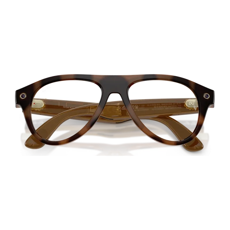 Rayban Meta Aviator Optics Gen 3 สี Shiny Havana เลนส์ใส Demo Lens พับขาแว่น