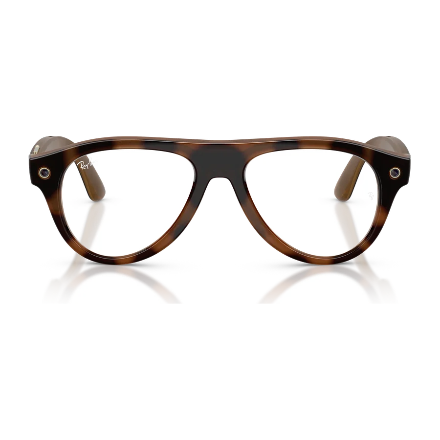 Rayban Meta Aviator Optics Gen 3 สี Shiny Havana เลนส์ใส Demo Lens มุมหน้า
