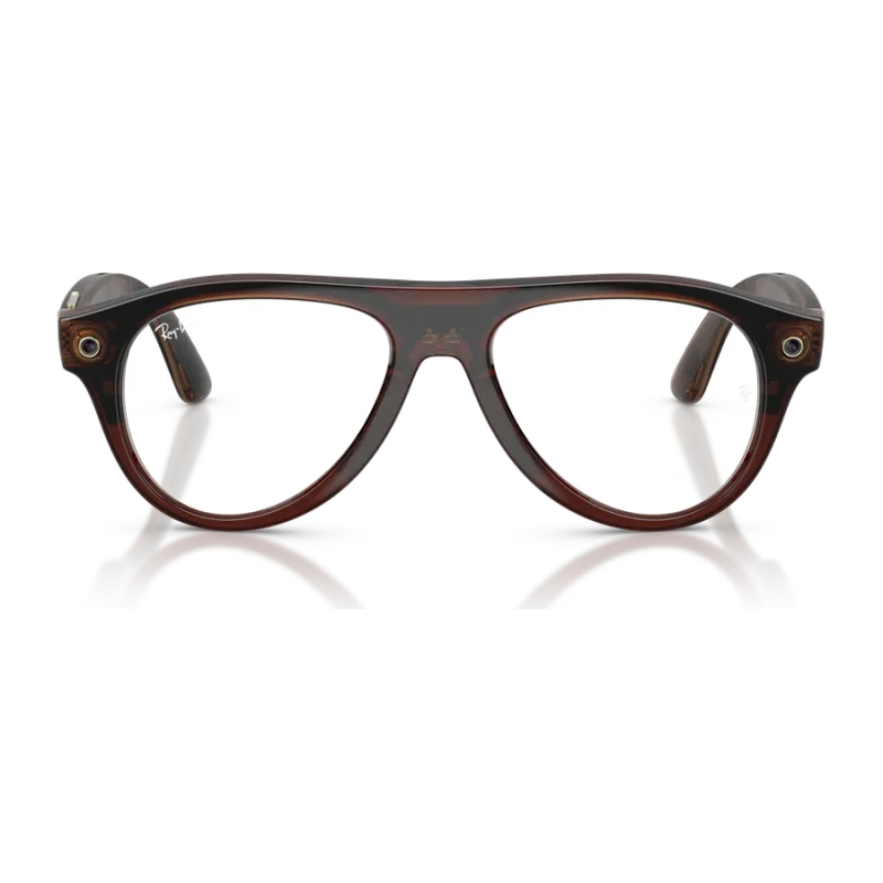 Rayban Meta Aviator Optics Gen 3 สี Transparent Umber เลนส์ใส Demo Lens มุมหน้า