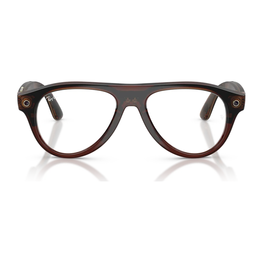 Rayban Meta Aviator Optics Gen 3 สี Transparent Umber เลนส์ใส Demo Lens มุมหน้า