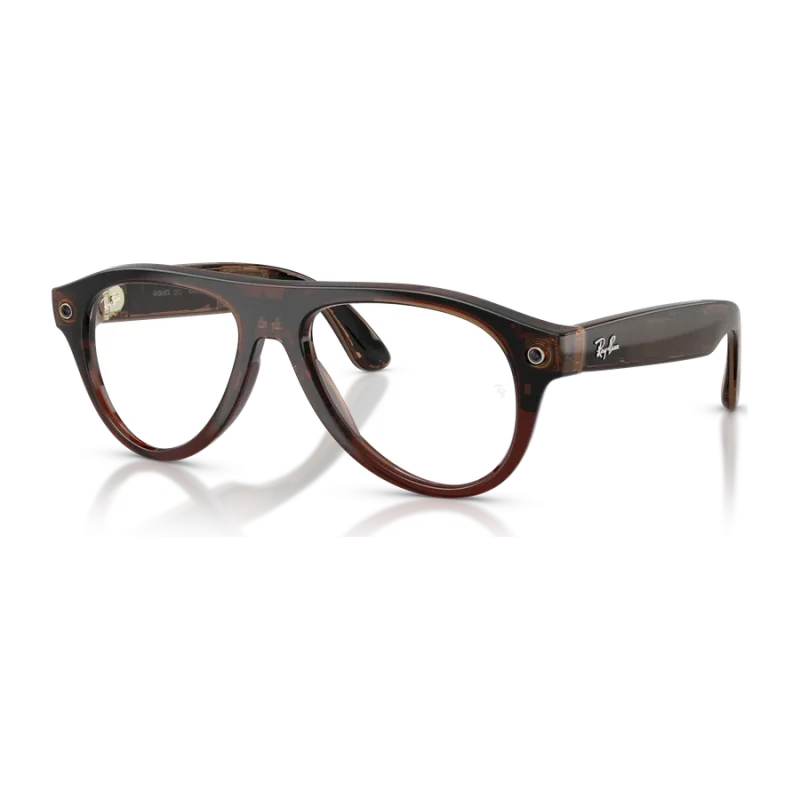Rayban Meta Aviator Optics Gen 3 สี Transparent Umber เลนส์ใส Demo Lens มุมเฉียงซ้าย