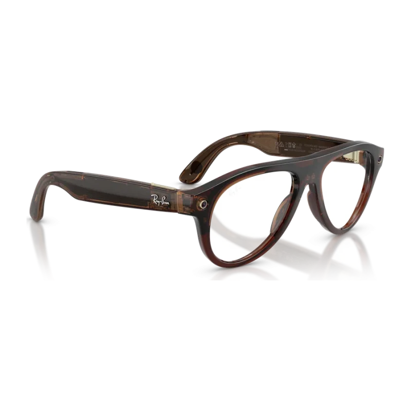 Rayban Meta Aviator Optics Gen 3 สี Transparent Umber เลนส์ใส Demo Lens มุมเฉียงขวา