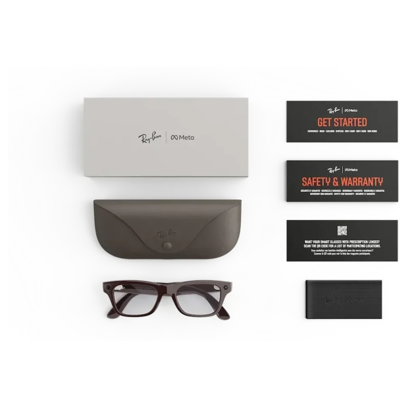 Rayban Meta Blayzer Optics Gen 2 สี Brick Brown เลนส์ Clear อุปกรณ์ในกล่องพร้อมเคสชาร์จ