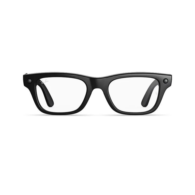 Front view of Rayban Meta Blayzer Optics (Gen 2) with Solid Matt Black frames with Clear lenses.