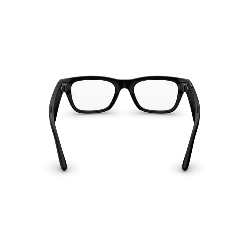 Rear view of Rayban Meta Blayzer Optics (Gen 2) with Solid Matt Black frames with Clear lenses.