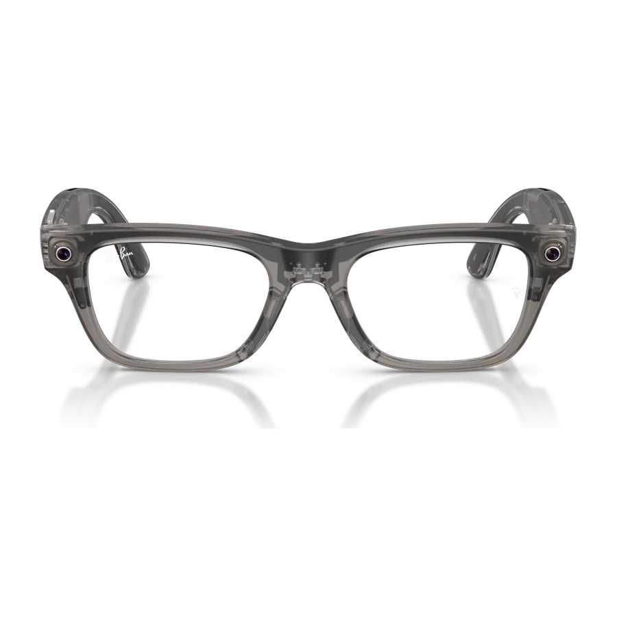 Rayban Meta Blayzer Optics Gen 2 สี Matte Transparent Ice Grey เลนส์ใส Demo Lens มุมหน้า