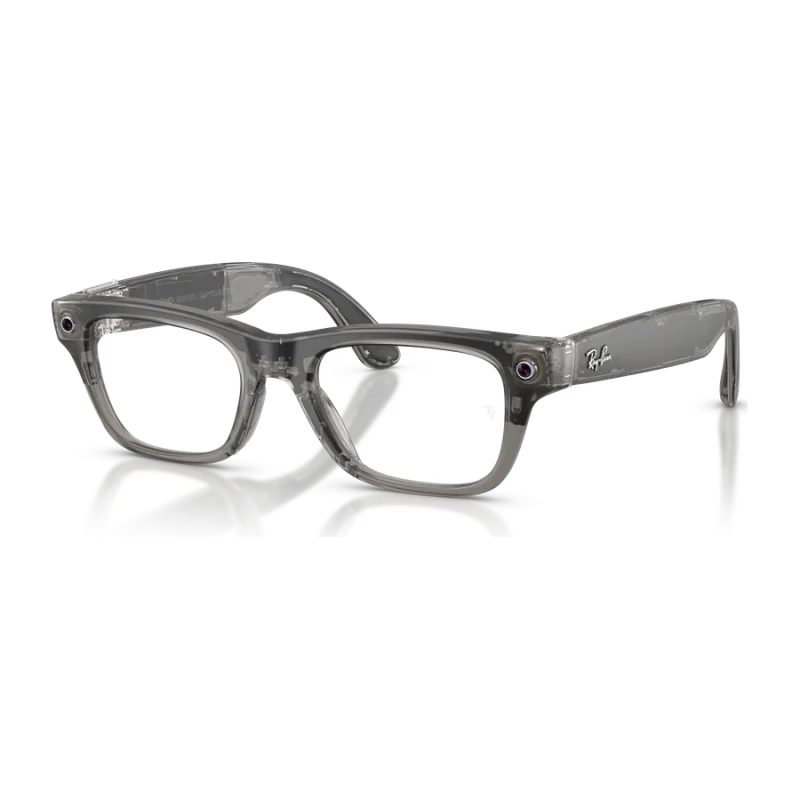 Rayban Meta Blayzer Optics Gen 2 สี Matte Transparent Ice Grey เลนส์ใส Demo Lens มุมเฉียงซ้าย